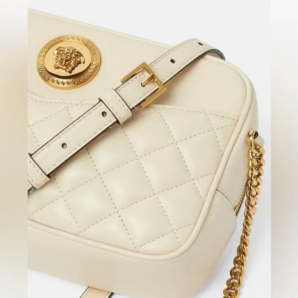 NWT VERSACE Nappa Medusa Quilted Lambskin Leather Crossbody Bag Include Dust Bag - Picture 3 of 8